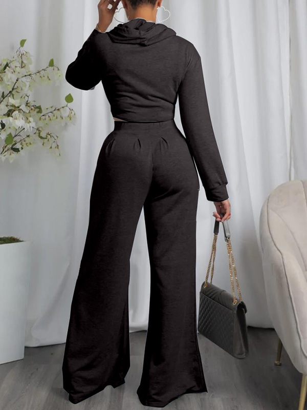 Ensemble sweat à capuche uni et pantalon large