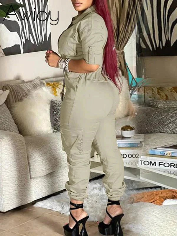 Zip-Front Cargo Jumpsuit