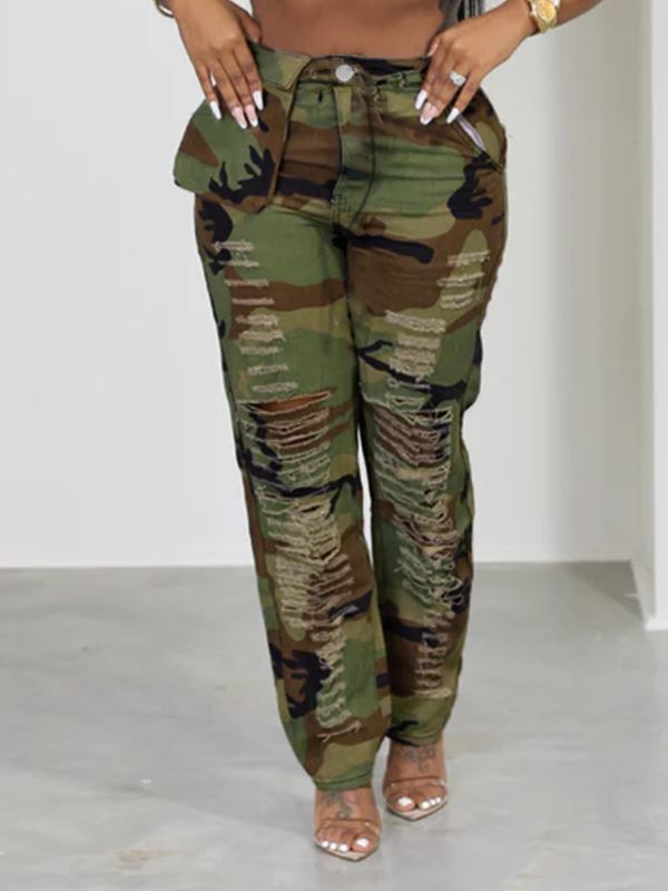 Pantalon déchiré camouflage