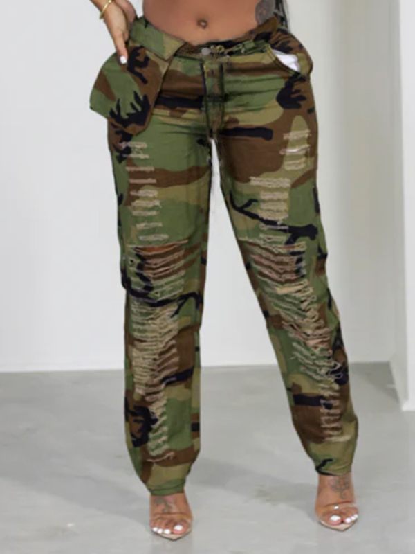 Pantalon déchiré camouflage