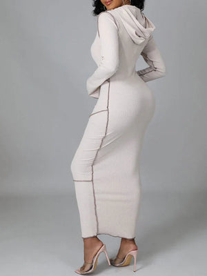 Kleid mit Kapuze auf links