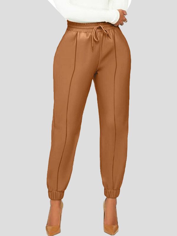 Pantalon de jogging en similicuir avec cordon de serrage