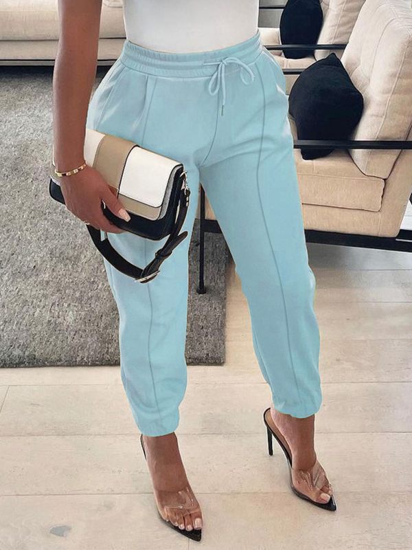 Pantalon de jogging en similicuir avec cordon de serrage