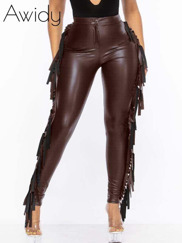 Fringe-Combo Faux-Leather Pants--Clearance