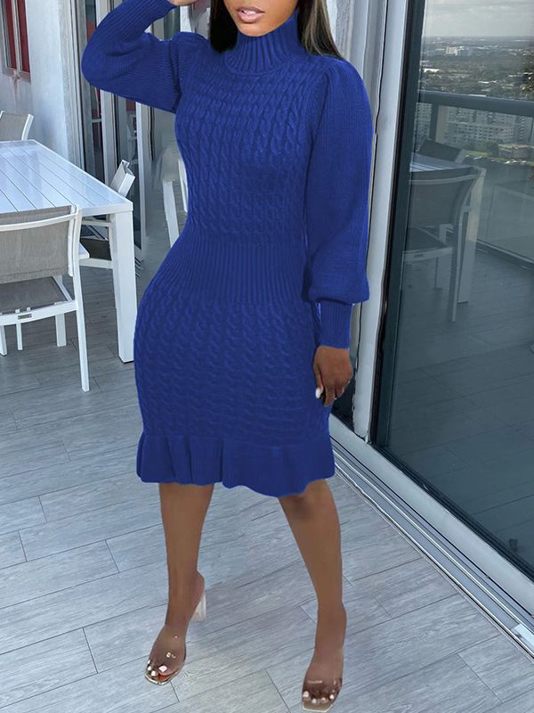 Robe en tricot à col roulé et volants Motionkiller