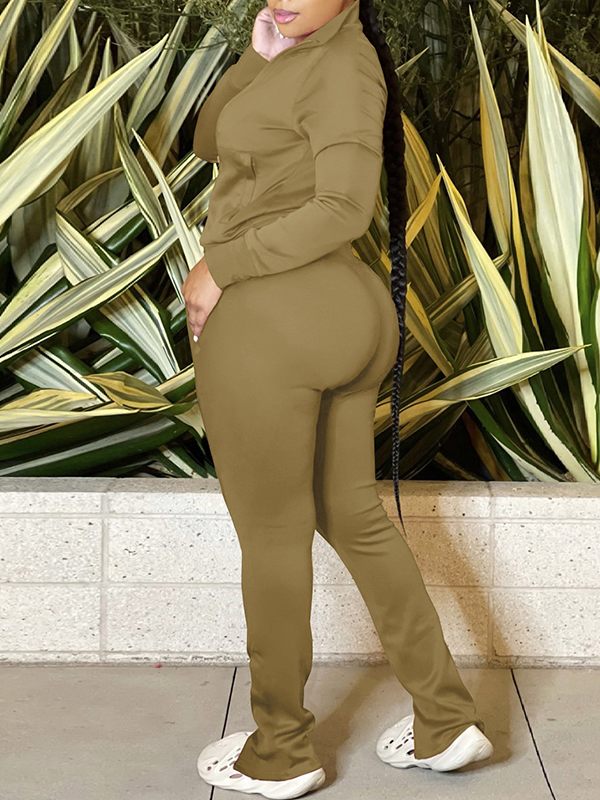 Ensemble veste zippée et pantalon fendu Indiebeautie