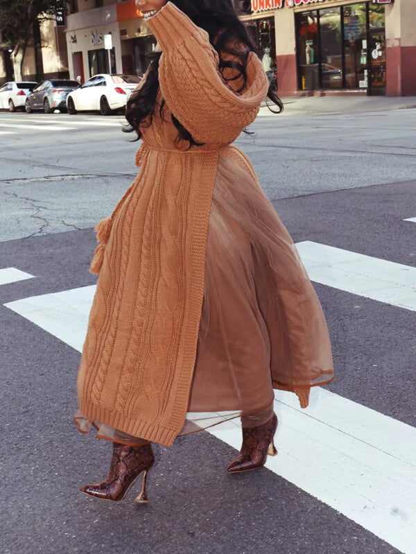 Turtleneck Slit Knit Dress--Clearance