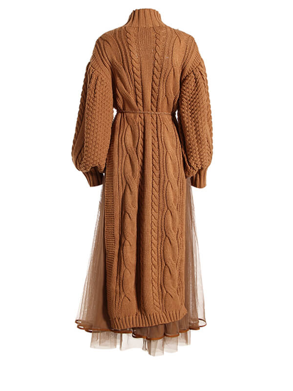 Turtleneck Slit Knit Dress--Clearance