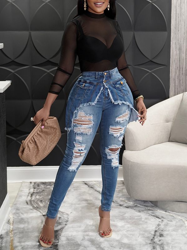 Zerrissene Fransenjeans