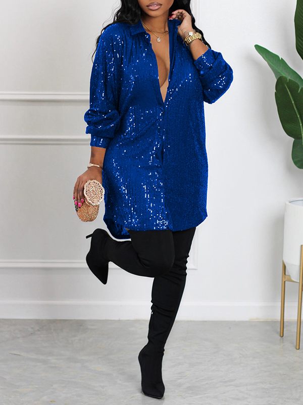 Indiebeautie Pailletten-Hemdkleid