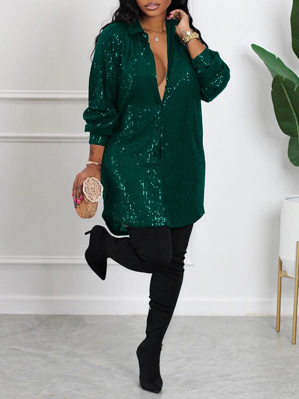 Indiebeautie Pailletten-Hemdkleid