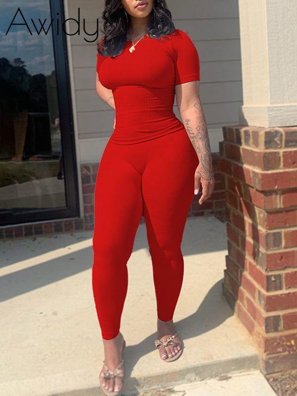 Solid Ribbed 2PC Set Red