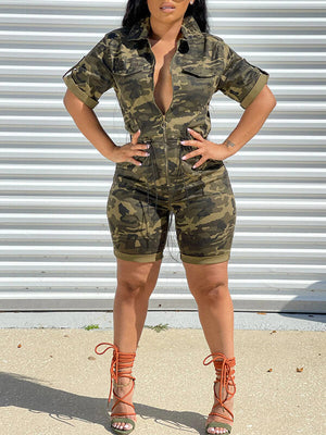 Indiebeautie Camo Zip-Front Romper