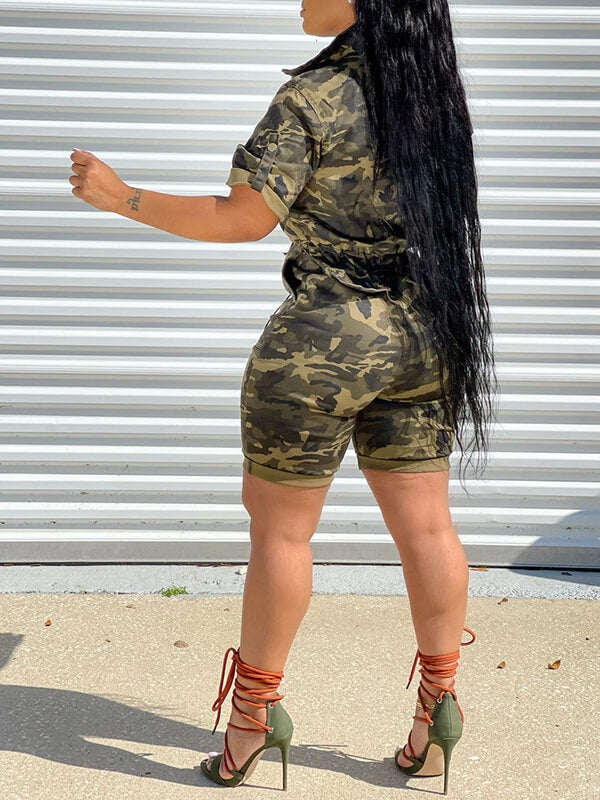 Indiebeautie Camo Zip-Front Romper