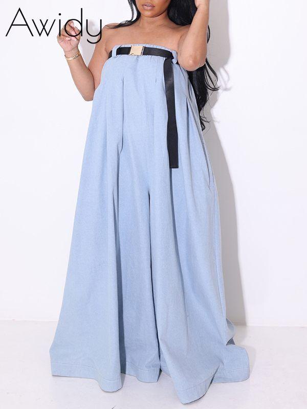 Strapless Belted Jumpsuit--Clearance