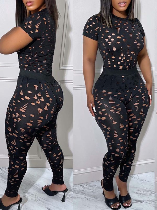 Ensemble haut et pantalon déchirés solides