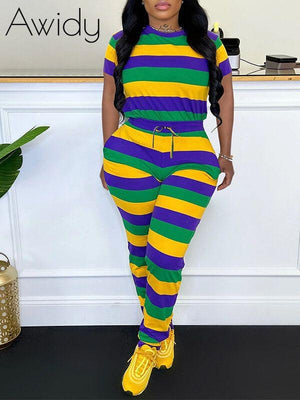 Stripe Tee & Jogger Pants Set Multicolor-2