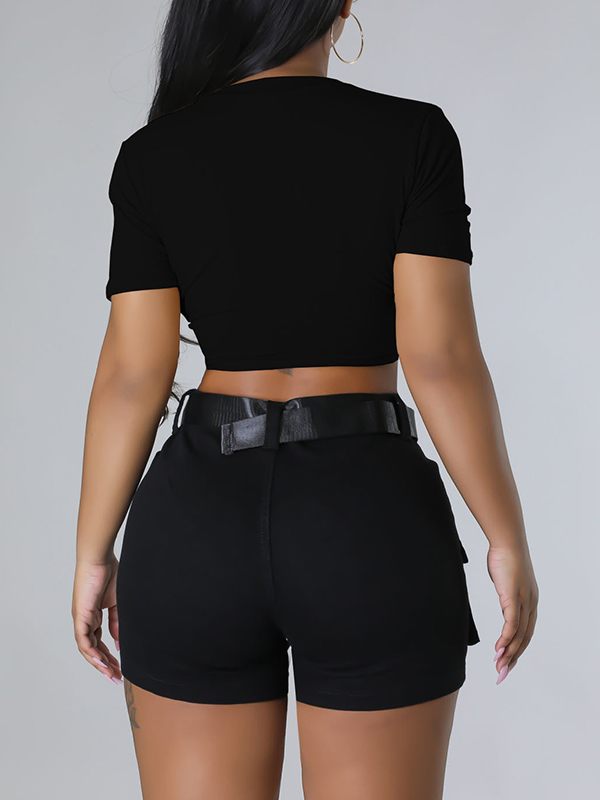 T-shirt noué sur le devant à double croix