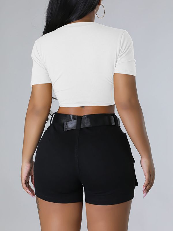 T-shirt noué sur le devant à double croix