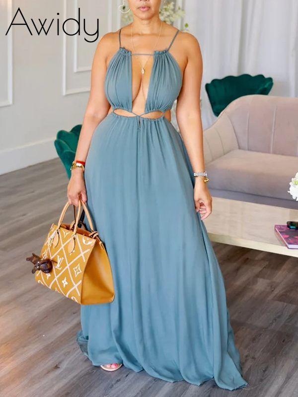 Solid Lace-Up Cutout Dress