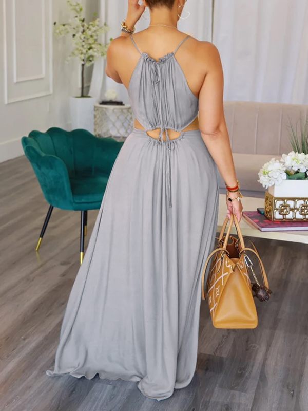 Einfarbiges Kleid mit Schnürung und Cut-Outs