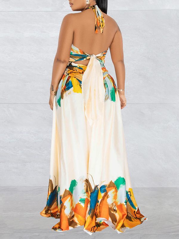 Indiebeautie – Bedrucktes Kleid mit Schnürung und Schlitz