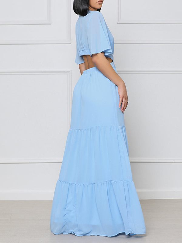 V-Neck Cutout Maxi Dress--Clearance