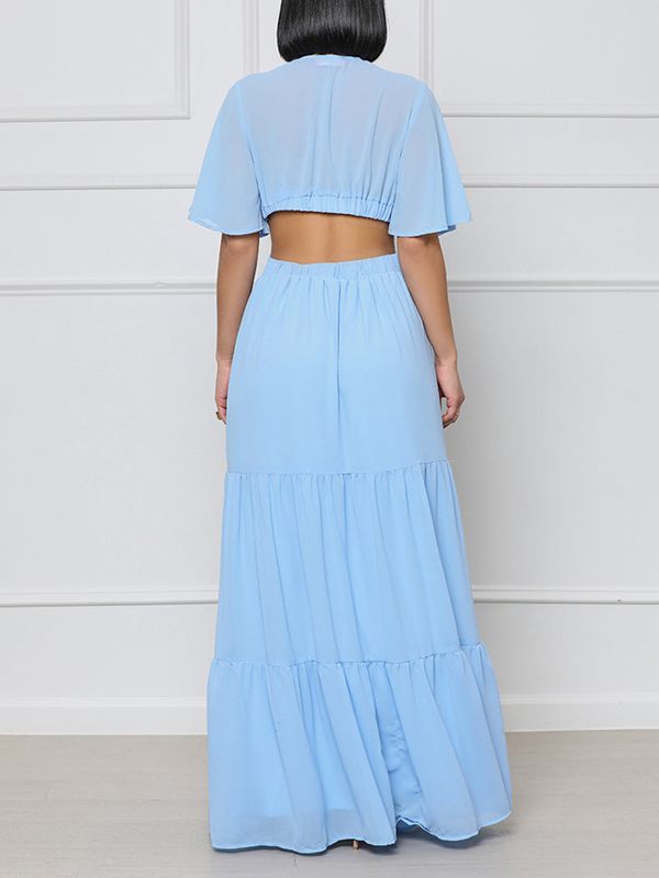 V-Neck Cutout Maxi Dress--Clearance