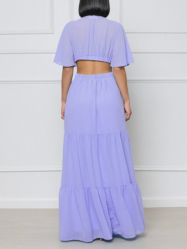 V-Neck Cutout Maxi Dress--Clearance