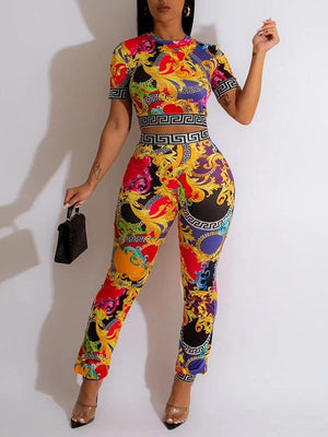 Bedrucktes T-Shirt- und Hosen-Set – Ausverkauf