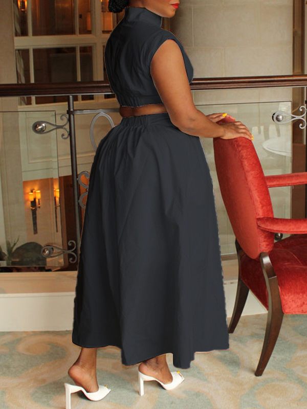 Indiebeautie – Einfarbiges, gerüschtes Kleid mit Cut-out-Taille