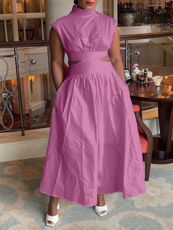 Indiebeautie – Einfarbiges, gerüschtes Kleid mit Cut-out-Taille