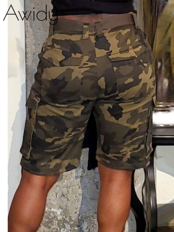 Drawstring Camo Cargo Shorts