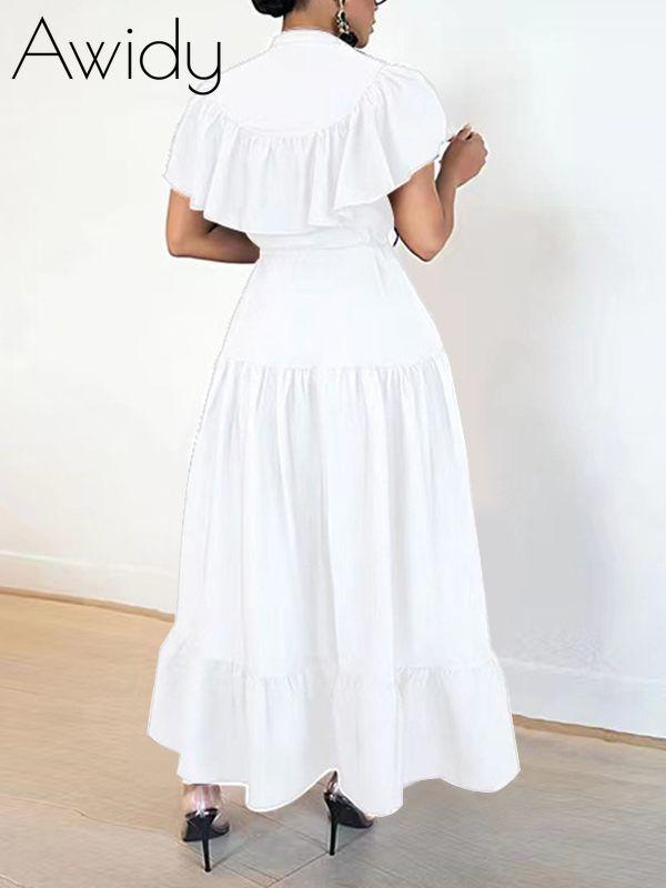 Solid Ruffle Shirt Dress