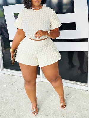 Strukturiertes Crop-Top und Shorts-Set – Ausverkauf