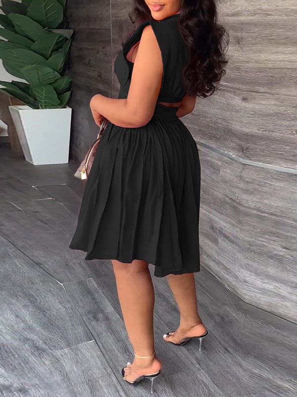 Robe chemise plissée unie - Liquidation