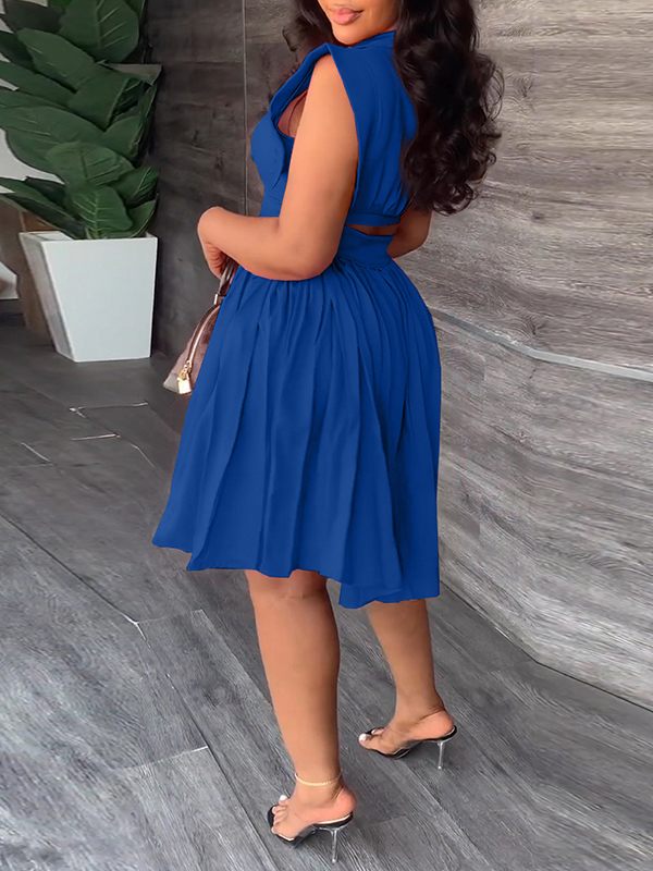 Robe chemise plissée unie - Liquidation