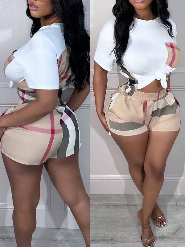 Plaid Combo Tee & Shorts Set--Clearance