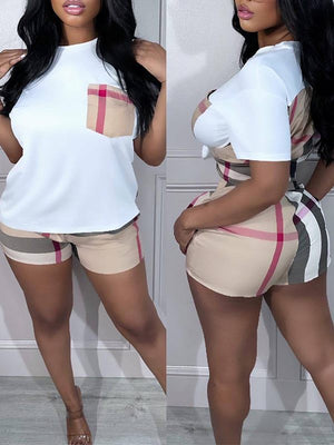 Kariertes Kombi-Set aus T-Shirt und Shorts – Ausverkauf