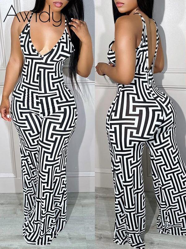 Printed Cami Jumpsuit Black
