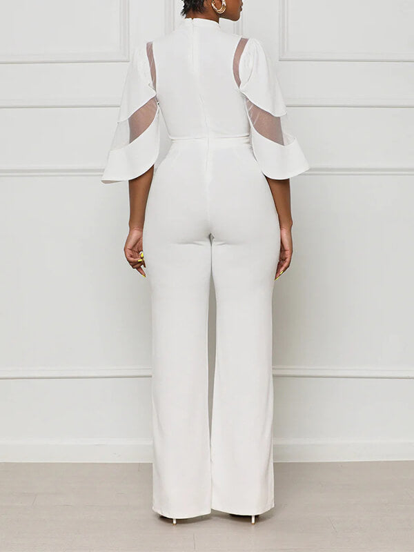 Einfarbiger, transparenter Kombi-Jumpsuit