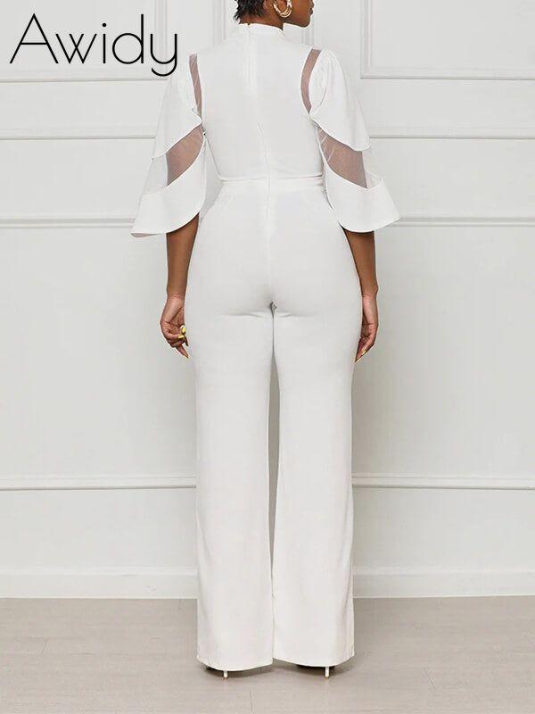 Solid Sheer Combo Jumpsuit--Clearance