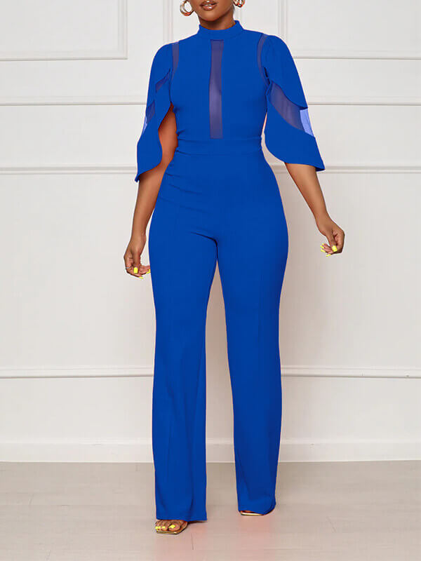 Einfarbiger, transparenter Kombi-Jumpsuit