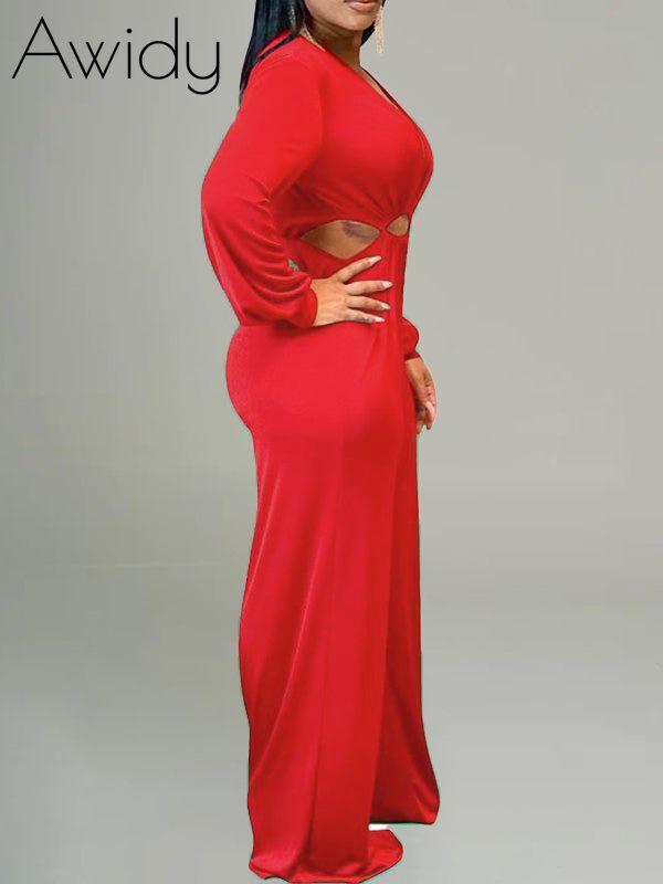 Lace-Up Plunge Jumpsuit--Clearance