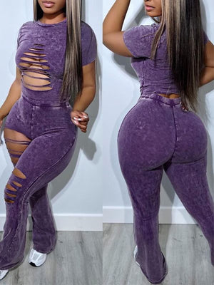 Zerrissenes T-Shirt- und Hosen-Set – Ausverkauf