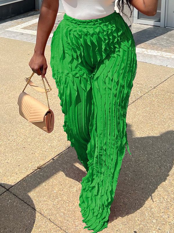 Einfarbige Rüschenhose