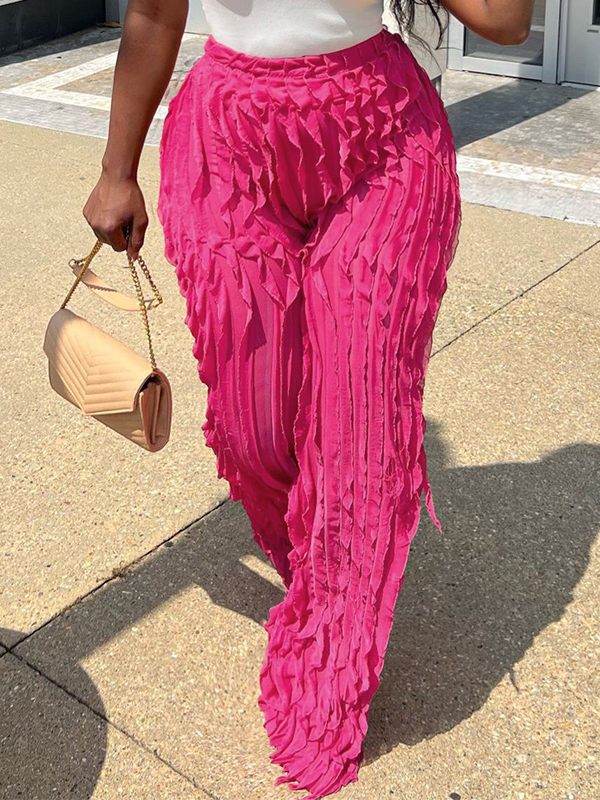 Einfarbige Rüschenhose