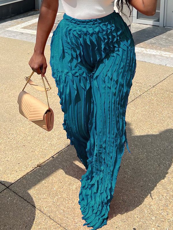 Einfarbige Rüschenhose