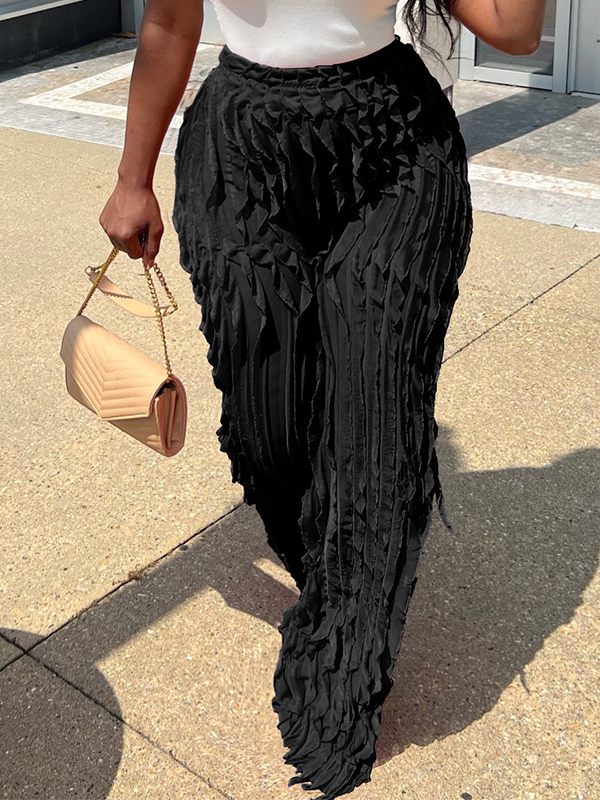 Einfarbige Rüschenhose