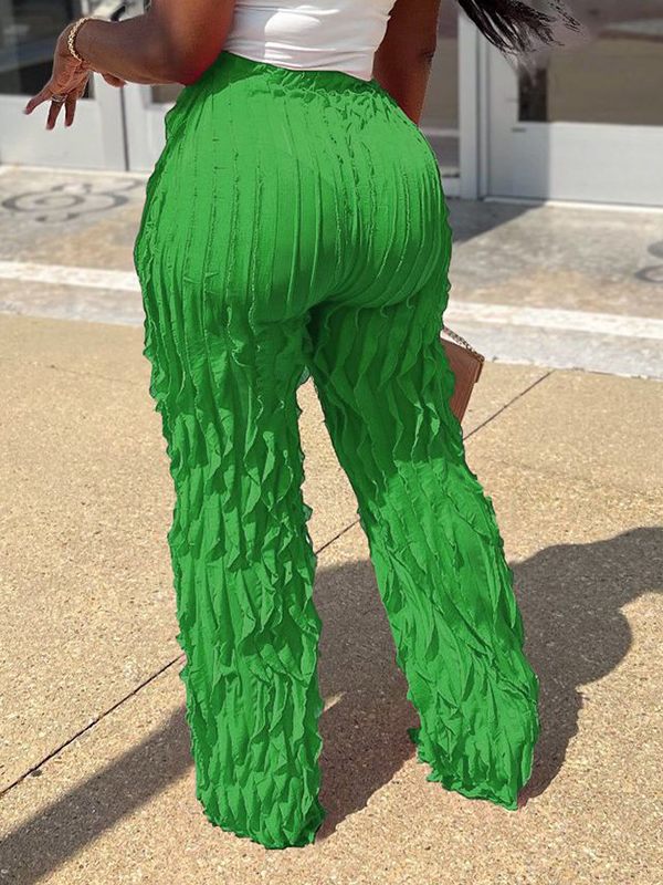 Einfarbige Rüschenhose